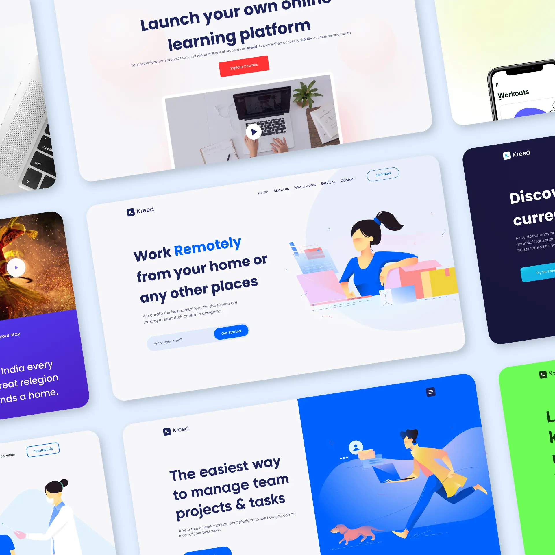 A variety of landing page designs displayed, representing the diverse marketing strategies employed by a leading agency in Bahrain to dominate the market.