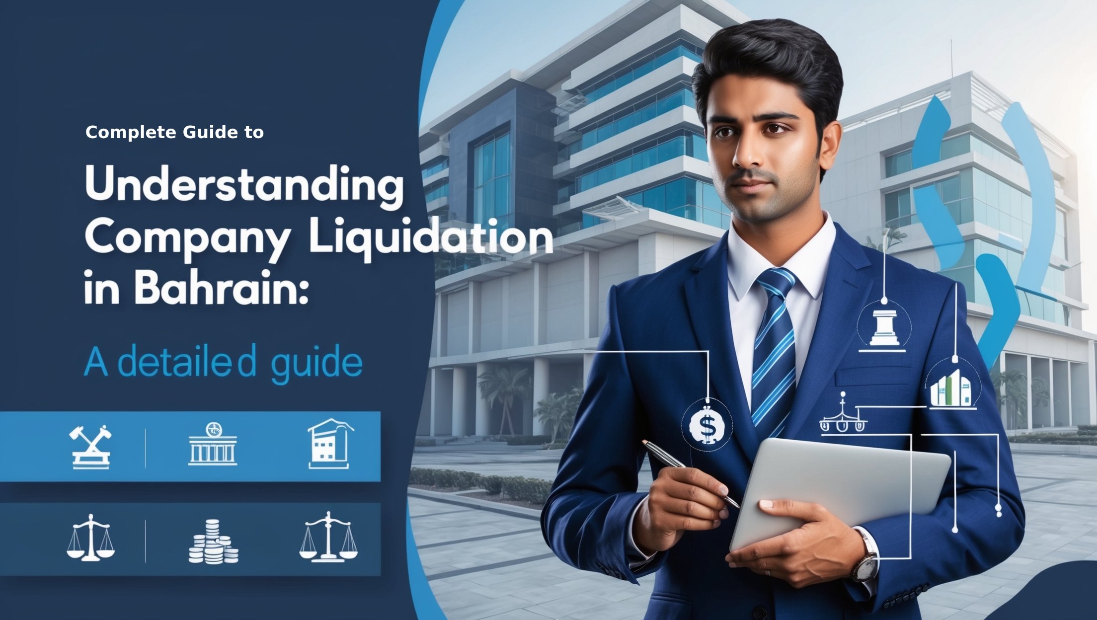 Understanding Company Liquidation in Bahrain: A Detailed Guide Processes a man in a suit holding a tablet and pen